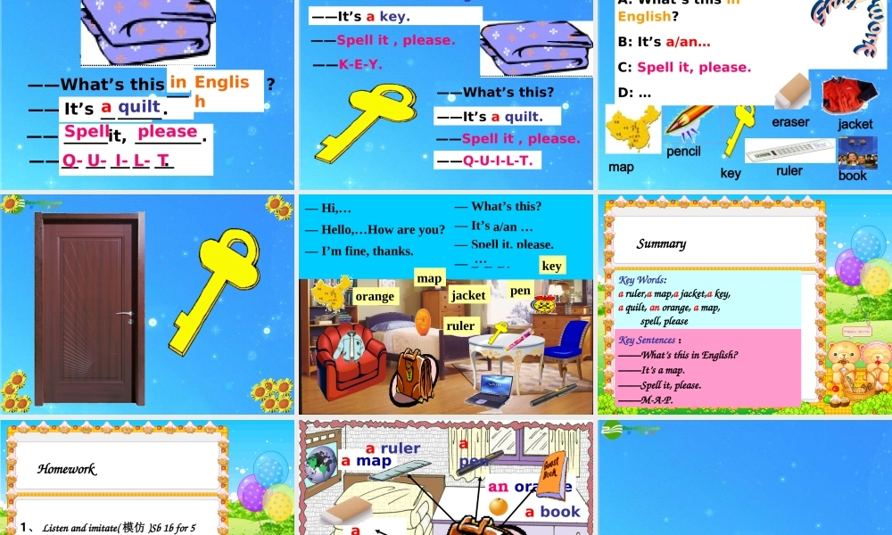 七年级英语上册 Starter Unit2课件 人教新目标版 课件