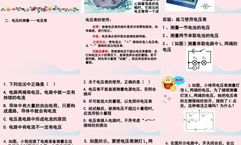 九年级物理上册 42 电压：电流产生的原因课件1 (新版)教科版 课件