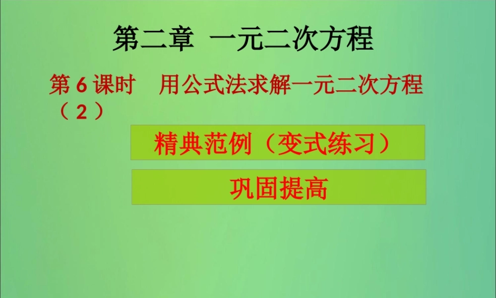 九年级数学上册 第2章 一元二次方程 第6课时 用公式法求解一元二次方程(2)(课堂导练)习题课件 (新版)北师大版 课件