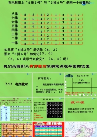七年级数学下册(7.1.1 有序数对)课件4 (新版)新人教版 课件
