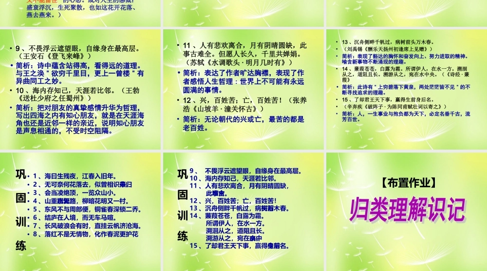 九年级语文上册 中考诗词哲理复习课件 新人教版 课件