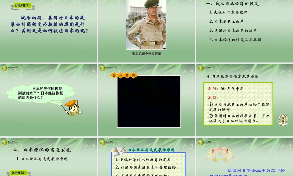 九年级历史下册(第11课 日本成为世界经济强国)课件 岳麓版 课件