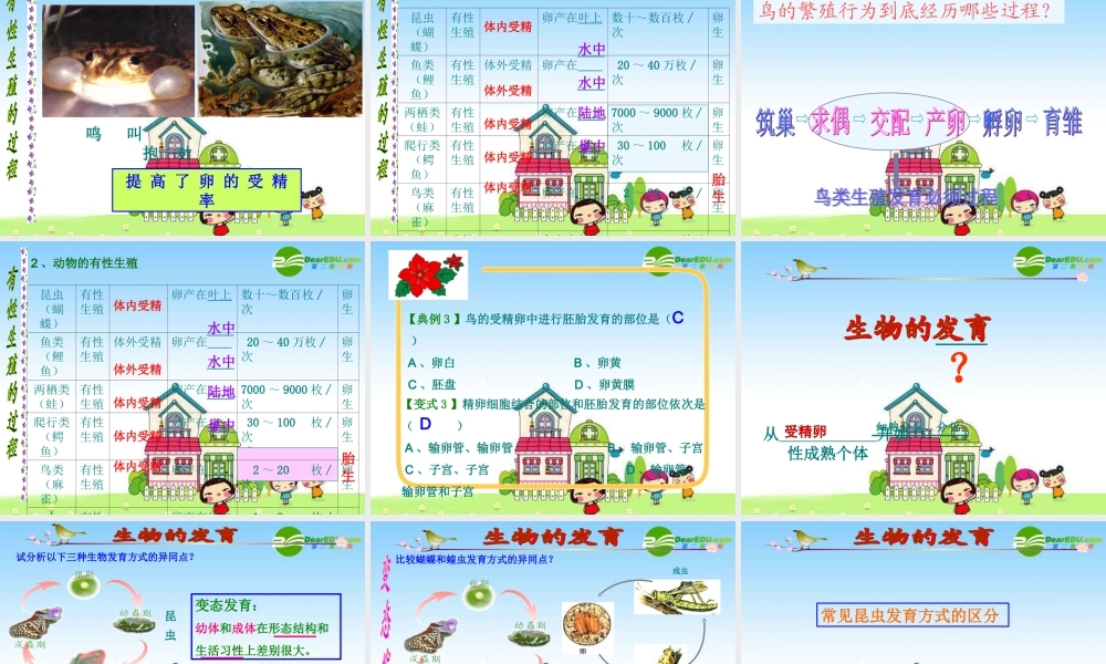 九年级生物中考复习学案 生物的生殖和发育 课件