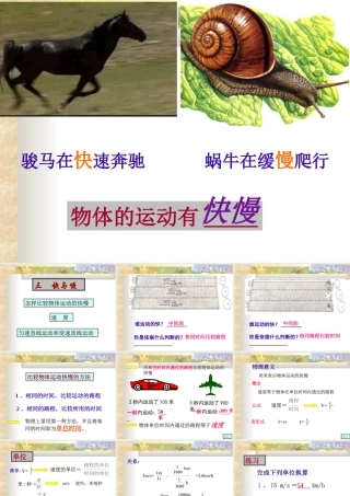 八年级物理快与慢课件沪科版 课件