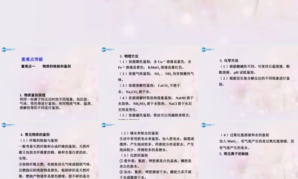 中考化学总复习 专题四 物质的检验、鉴别与除杂课件