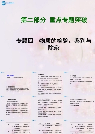 中考化学总复习 专题四 物质的检验、鉴别与除杂课件