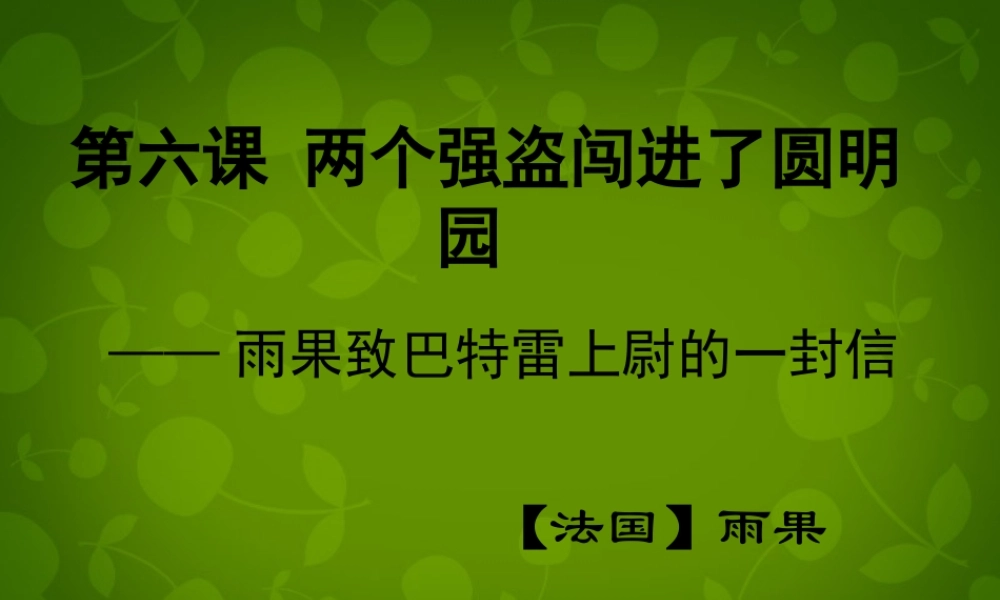 八年级语文下册 第6课(两个强盗闯进了圆明园)课件 北京课改版 课件