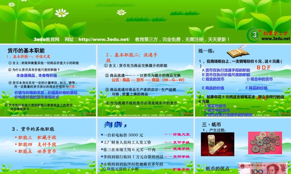 货币的基本职能课件