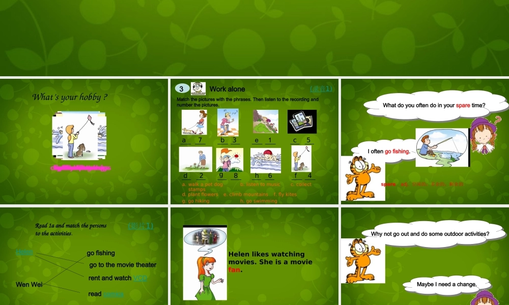 八年级英语上册 Unit 3 Topic 1 What s your hobby Section A课件 (新版)仁爱版 课件