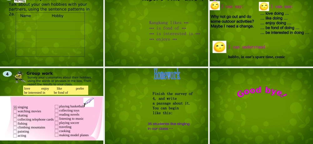 八年级英语上册 Unit 3 Topic 1 What s your hobby Section A课件 (新版)仁爱版 课件