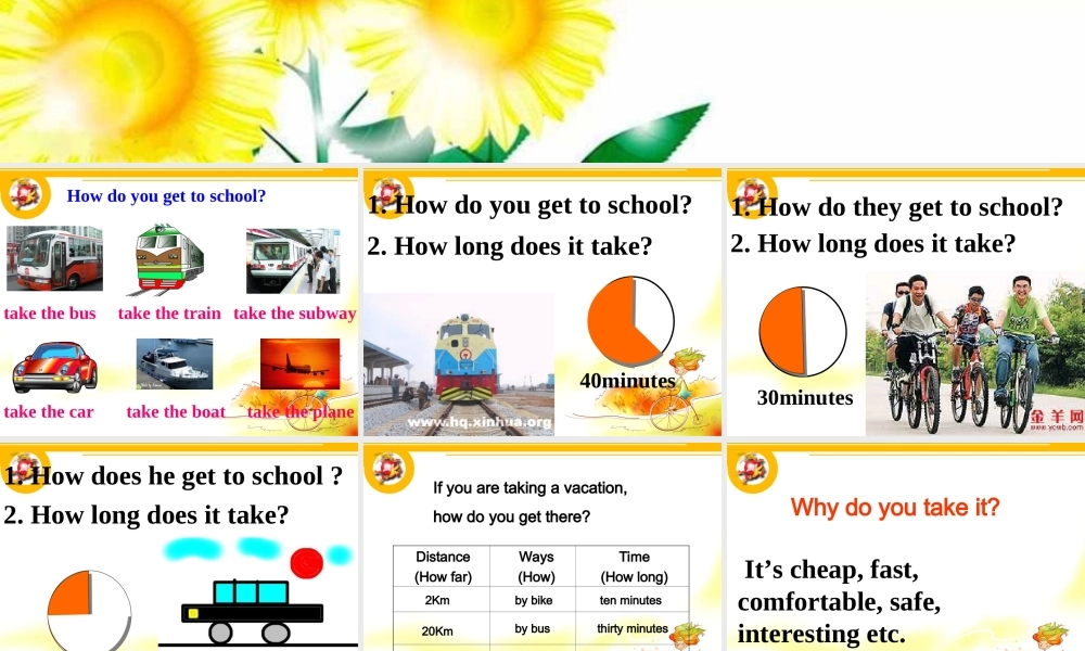 八年级英语(Unit4 How do you get to school)课件 人教版 课件