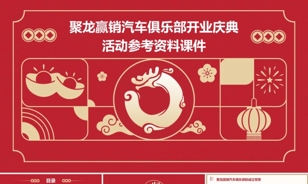 聚龙赢销汽车俱乐部开业庆典活动参考资料课件