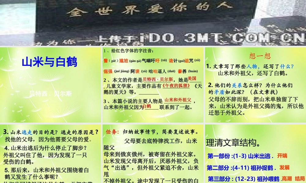 八年级语文上册(第16课 山米与白鹤)课件 语文版 课件