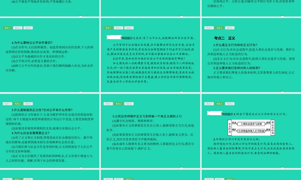 中考政治 第一编 基础篇 第三部分 我与国家和社会 第13讲 公平正义 承担责任课件