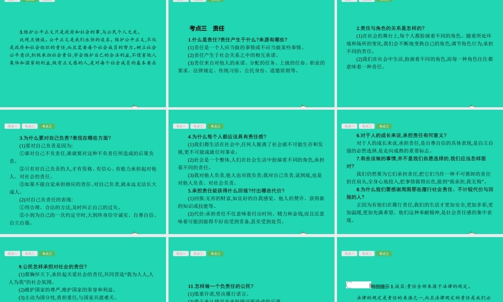 中考政治 第一编 基础篇 第三部分 我与国家和社会 第13讲 公平正义 承担责任课件