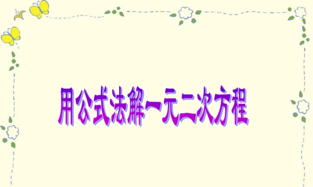 九年级数学一元二次方程的解法公式法一 新课标 人教版 课件