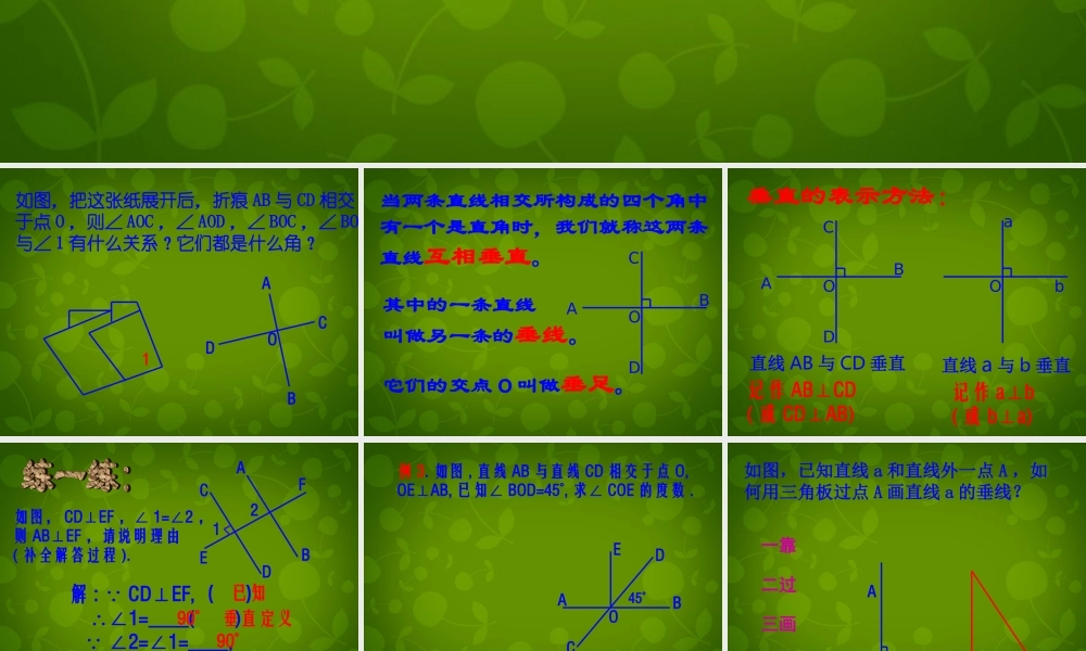 中学七年级数学上册 7.7 相交线课件 浙教版 课件