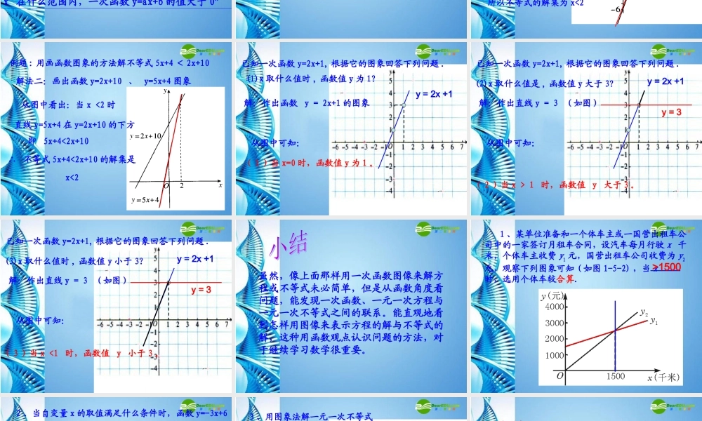 八年级数学上册 14 一次函数与一元一次不等式课件 华东师大版 课件