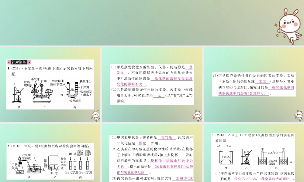 中考化学复习 题型复习(二)教材基础实验 题型之一 综合考查型课件