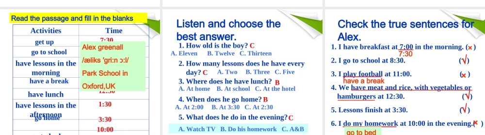 七年级英语上册  Unit 2Lessons start at nine o clock课件 外研版 课件