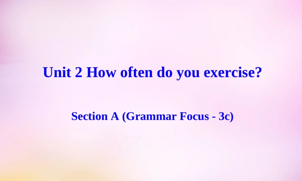 八年级英语上册 Unit 2 How often do you exercise Section A(Grammar Focus 3c)课件 (新版)人教新目标版 课件