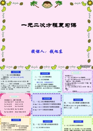 初三数学一元二次方程复习 华东师大版 课件