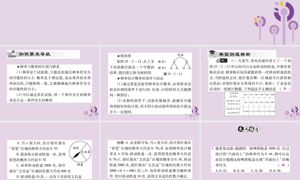 九年级数学上册 第25章 随机事件的概率 252 随机事件的概率 2522 频率与概率课件 (新版)华东师大版 课件