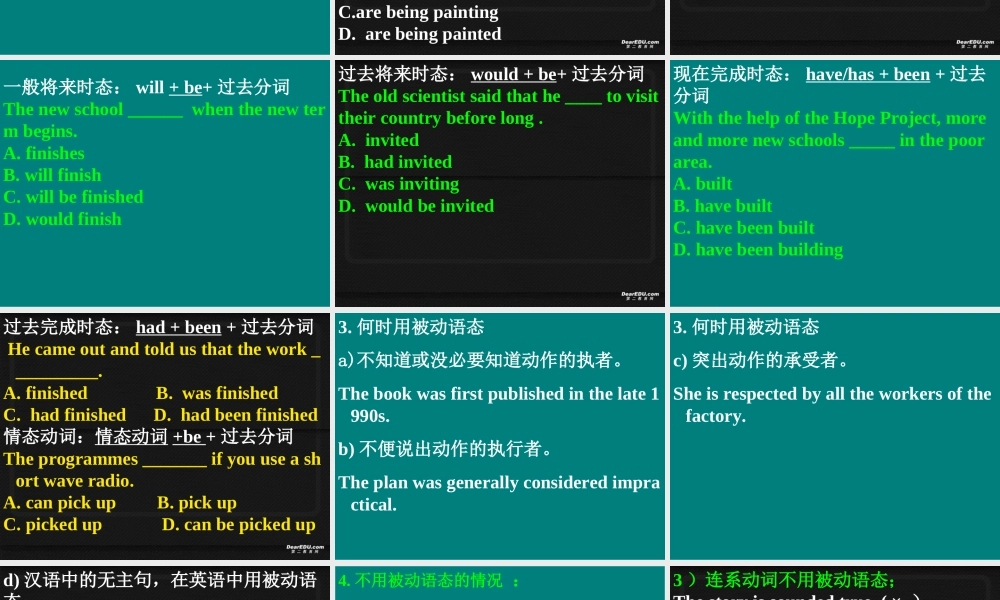 广州地区高三英语科passive各种时态及特例复习资料 课件