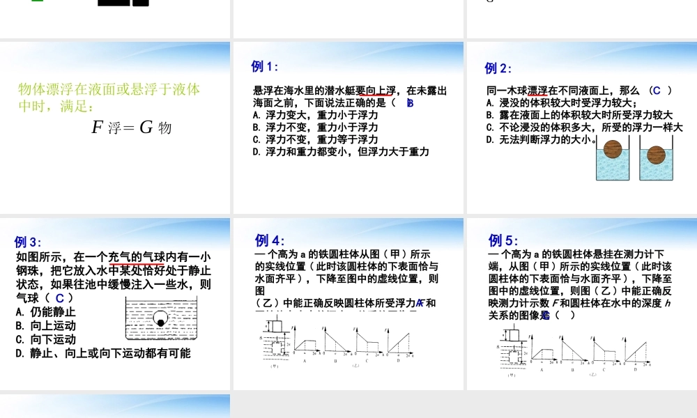 初中物理竞赛 物体的浮与沉课件