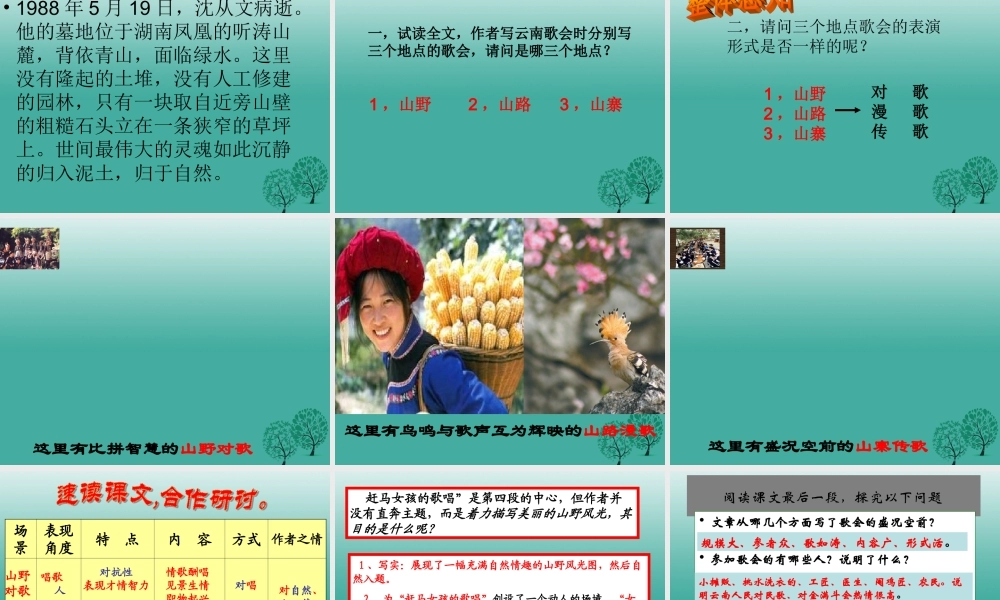 八年级语文上册 1(云南的歌会)课件 鲁教版五四制 课件