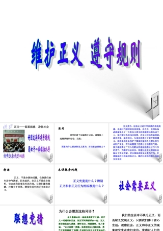 九年级政治 第八课维护正义遵守规则课件 陕教版 课件