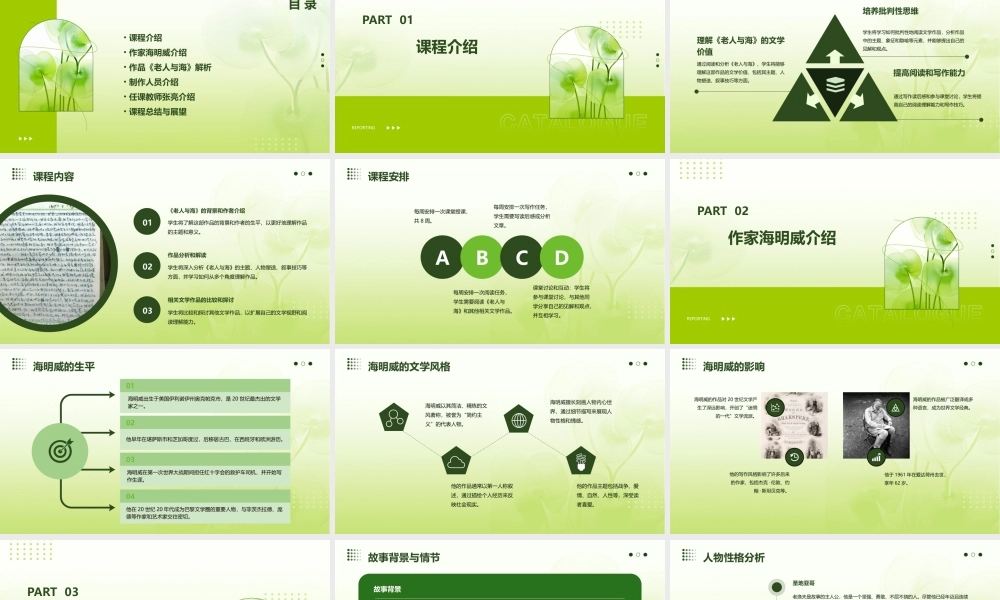 老人与海(美)海明威制作人何红珍任课教师张亮讲解课件