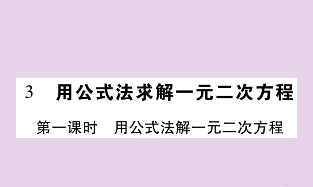 九年级数学上册 2(一元二次方程)3 用公式法求解一元二次方程 第1课时 用公式法解一元二次方程习题课件 (新版)北师大版 课件