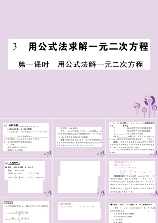 九年级数学上册 2(一元二次方程)3 用公式法求解一元二次方程 第1课时 用公式法解一元二次方程习题课件 (新版)北师大版 课件