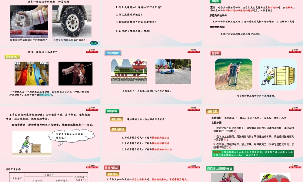 八年级物理全册 6.5 科学探究 滑动摩擦力课件 (新版)沪科版 课件