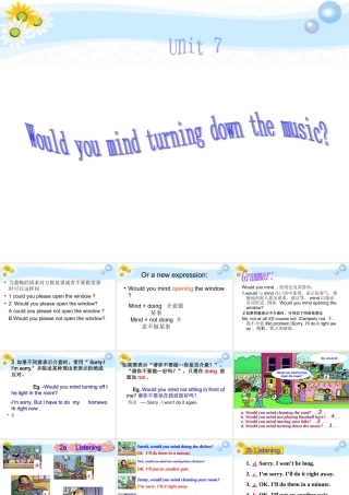 八年级英语(Unit7 Would you mind turning down the music？)课件  课件