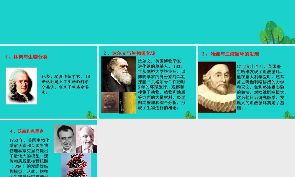 七年级生物上册 第一单元 第二章 第1节 生物学是探索生命的科学 生物学发展历程课件 北师大版 课件