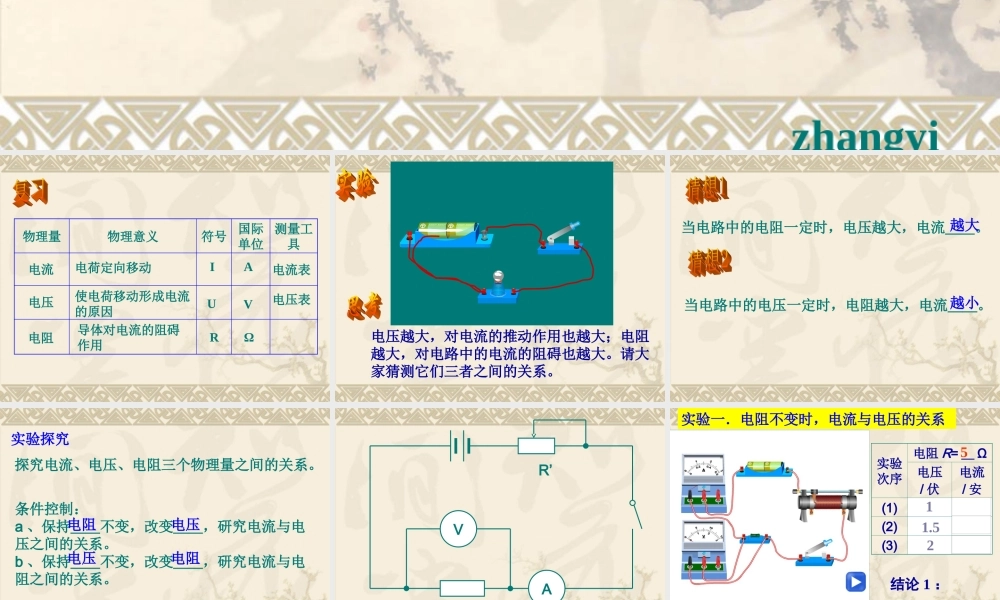 八年级物理第七章第一节电压 电阻 电流的关系课件