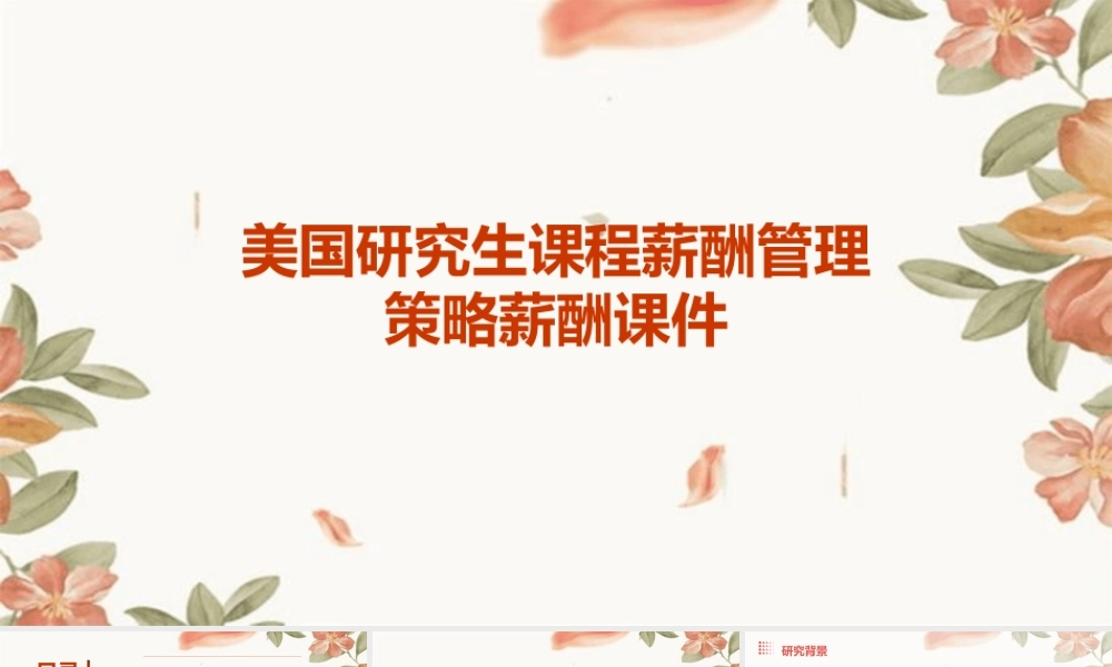 美国研究生课程薪酬管理策略薪酬课件