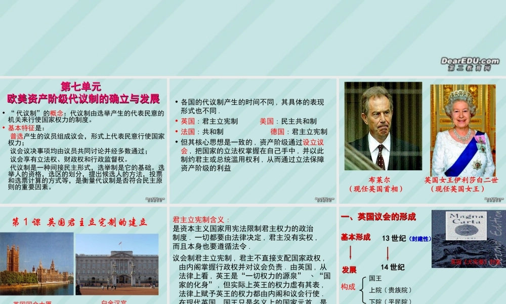 九年级历史英国君主立宪制的确立课件 新课标 人教版 课件