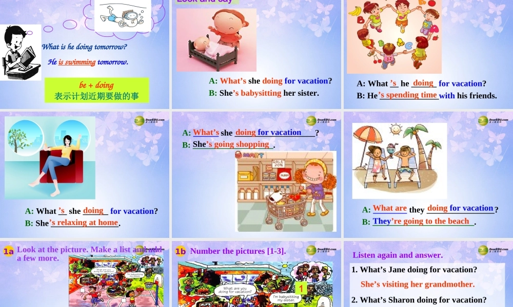 八年级英语上册(Unit 3 What are you doing for vacation Section A1) 人教新目标版 课件