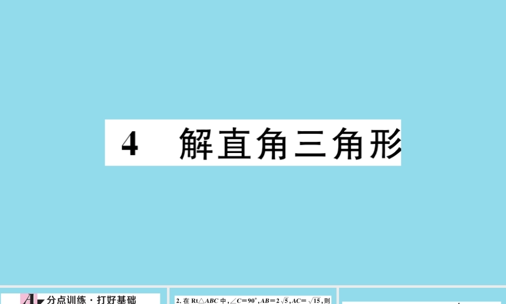 九年级数学下册 第一章 直角三角形的边角关系 14 解直角三角形习题讲评课件 (新版)北师大版 课件