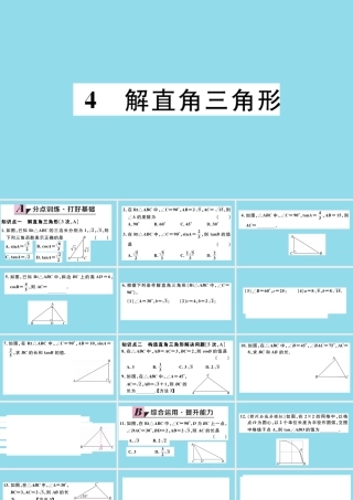 九年级数学下册 第一章 直角三角形的边角关系 14 解直角三角形习题讲评课件 (新版)北师大版 课件