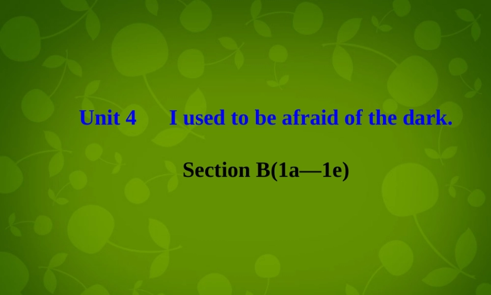 九年级英语全册 Unit 4 I used to be afraid of the dark Section B(1a 1e)课件 (新版)人教新目标版 课件