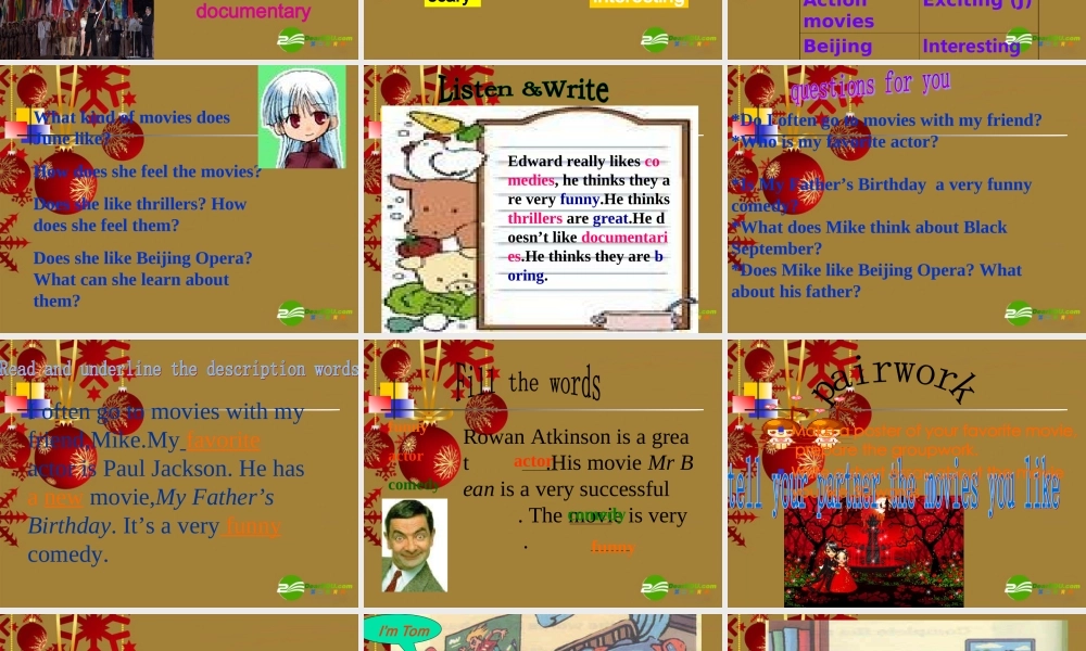 七年级英语上册 Unit 9 Do you want to go to a movie 第四课时课件 人教新目标版 课件