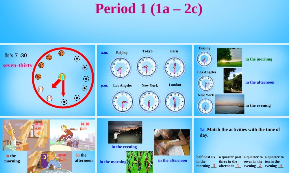 中学七年级英语下册 Unit 2 What time do you go to school课件3 (新版)人教新目标版 课件