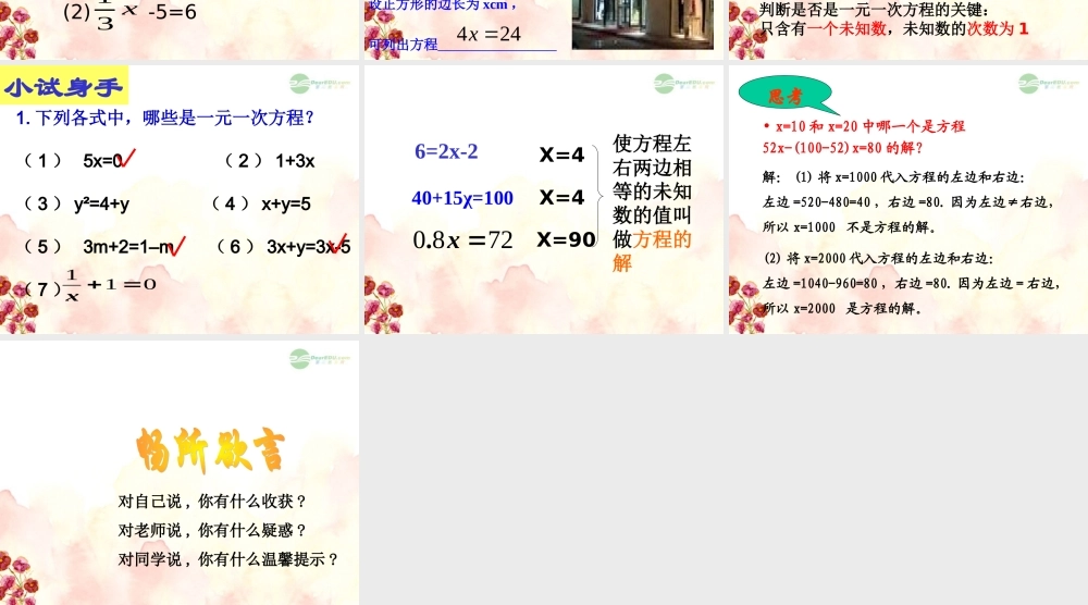 广东省珠海市七年级数学上册 从算式到方程课件 新人教版 课件