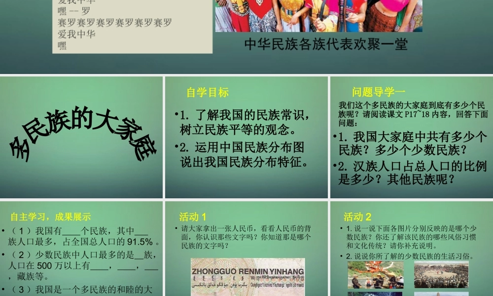 八年级地理上册 1.3多民族的大家庭课件 (新版)商务星球版 课件