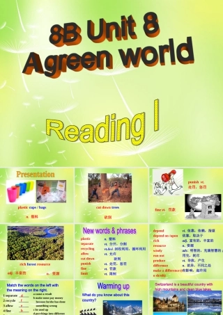 中学八年级英语下册 Unit 8 A green world Reading 1课件 (新版)牛津版 课件