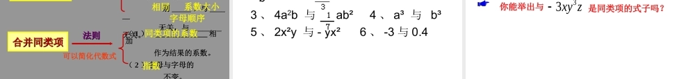七年级数学上合并同类项一--课件很实用，欢迎指点课件苏科版 课件